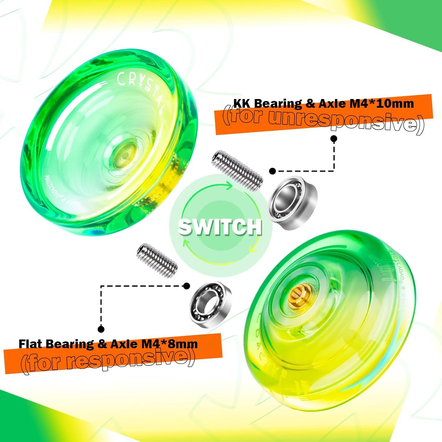 Yoyo K2 Cristal Responsivo para Niños Verde Amarillo