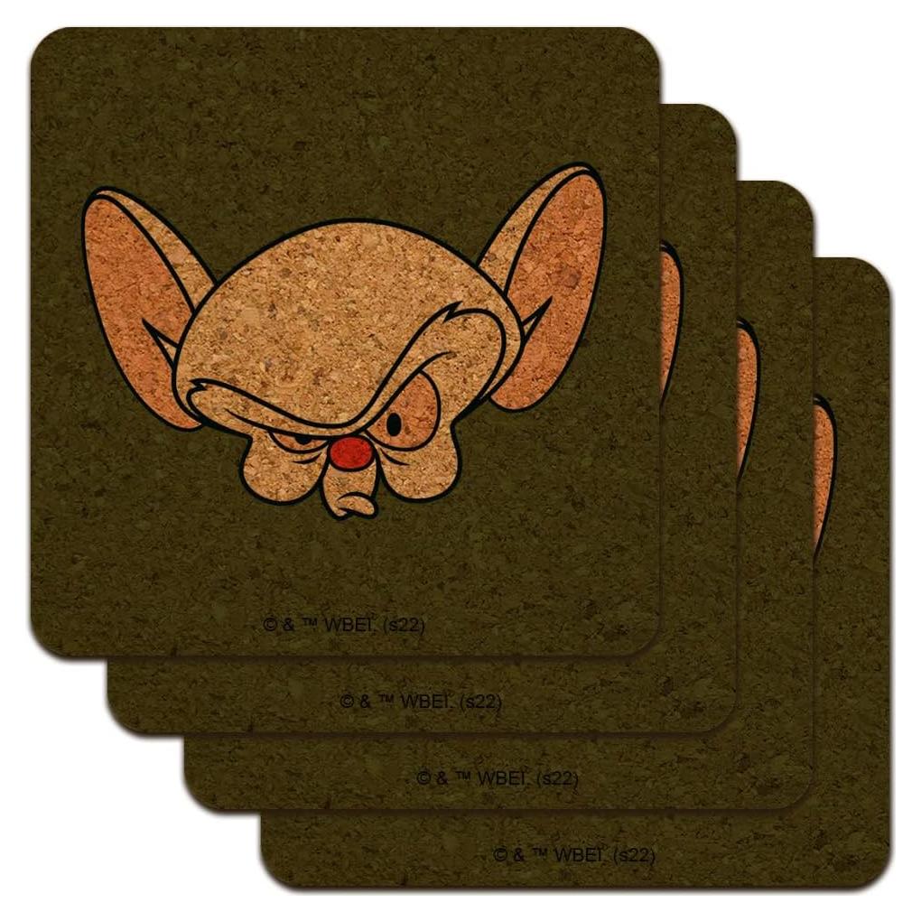 Juego de Posavasos de Corcho Pinky y el Cerebro - 4 Unidades
