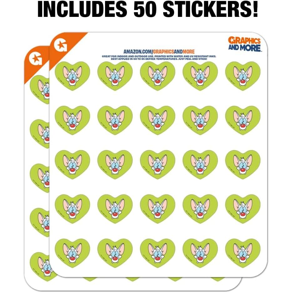 Pegatinas Corazón Pinky y El Cerebro - 50 Unidades Mate