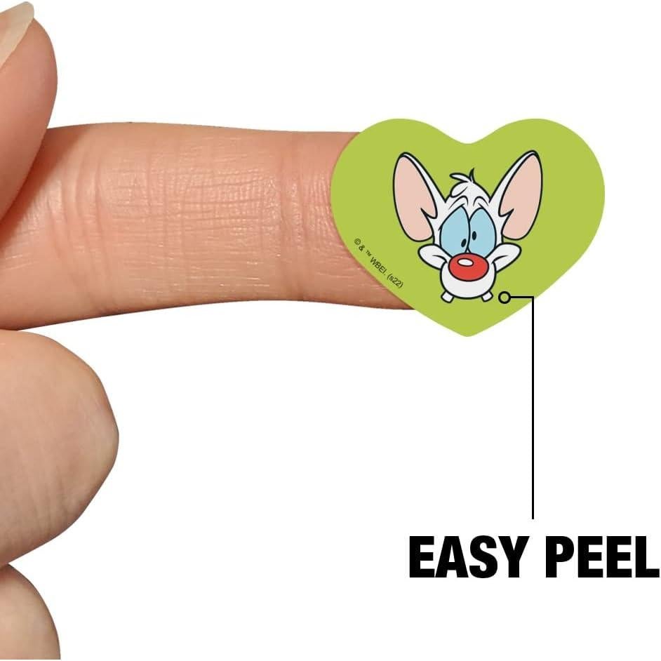 Pegatinas Corazón Pinky y El Cerebro - 50 Unidades Mate