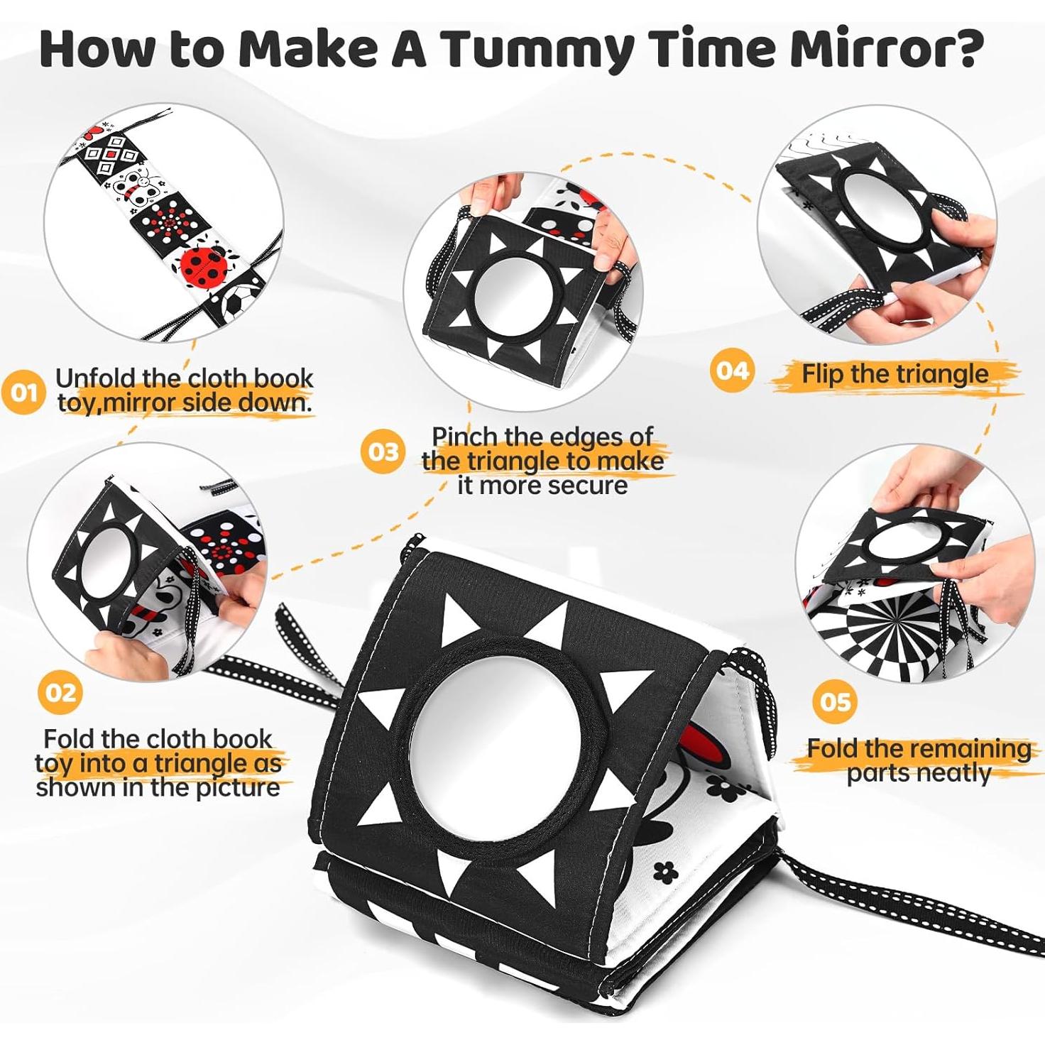 Libro para Bebés en Blanco y Negro AJsupojouet - 0 a 3 Meses