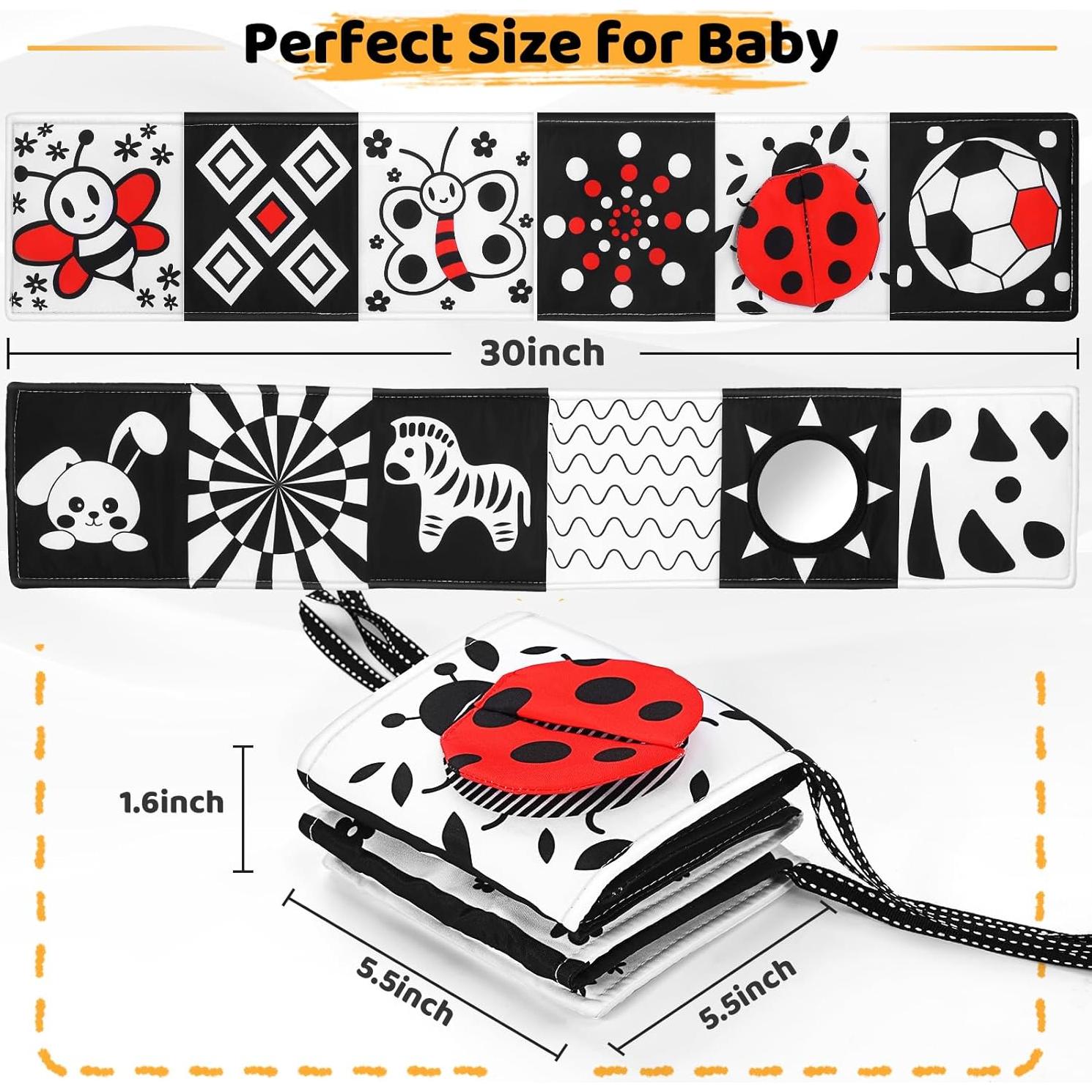 Libro para Bebés en Blanco y Negro AJsupojouet - 0 a 3 Meses