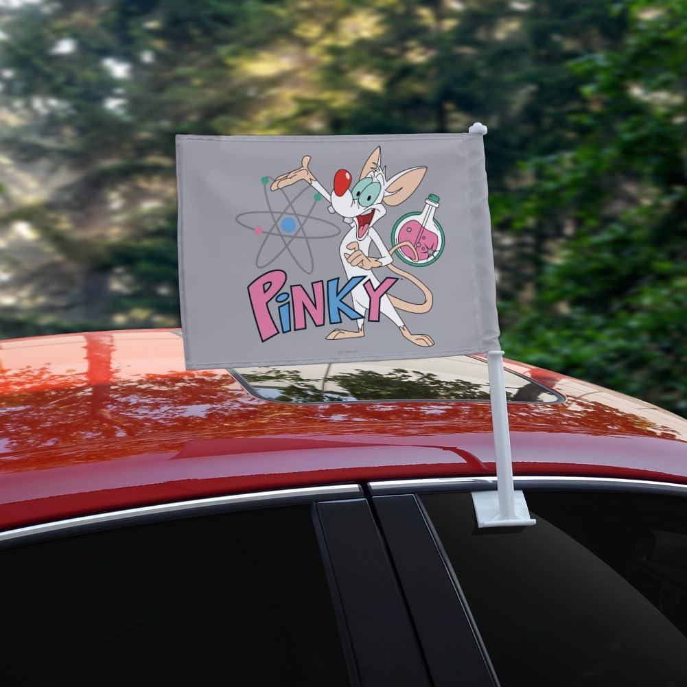 Bandera de Coche Pinky y el Cerebro con Soporte 48cm