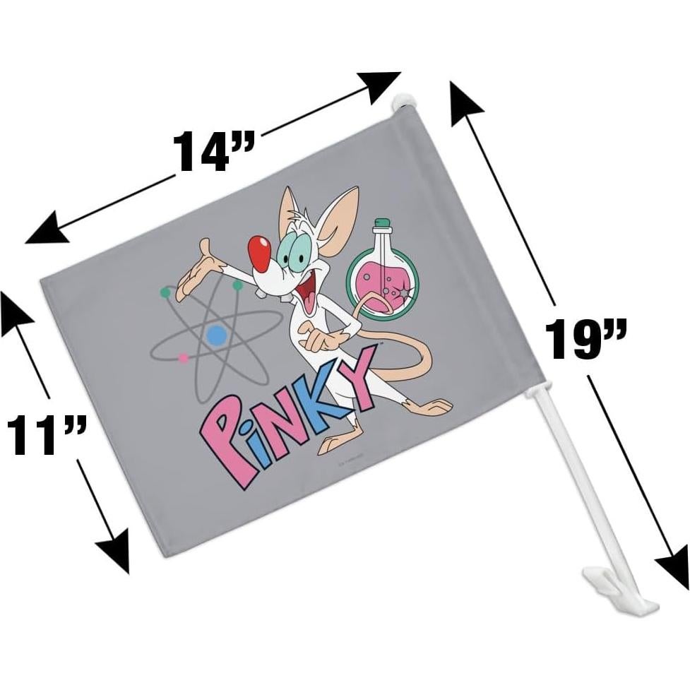 Bandera de Coche Pinky y el Cerebro con Soporte 48cm