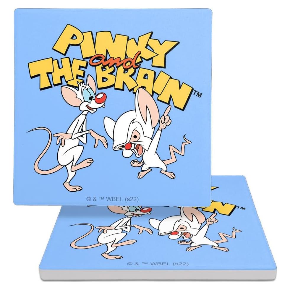 Set de 2 Posavasos Cerámicos Pinky y Cerebro 9.9 cm