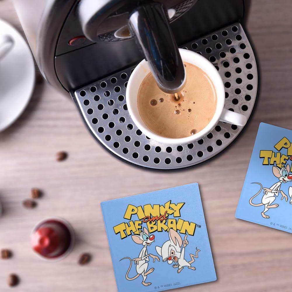 Set de 2 Posavasos Cerámicos Pinky y Cerebro 9.9 cm