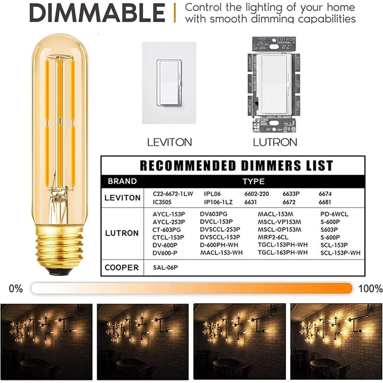 Bombilla LED Dimmable E26 6W 2700K Ámbar 3 Pack