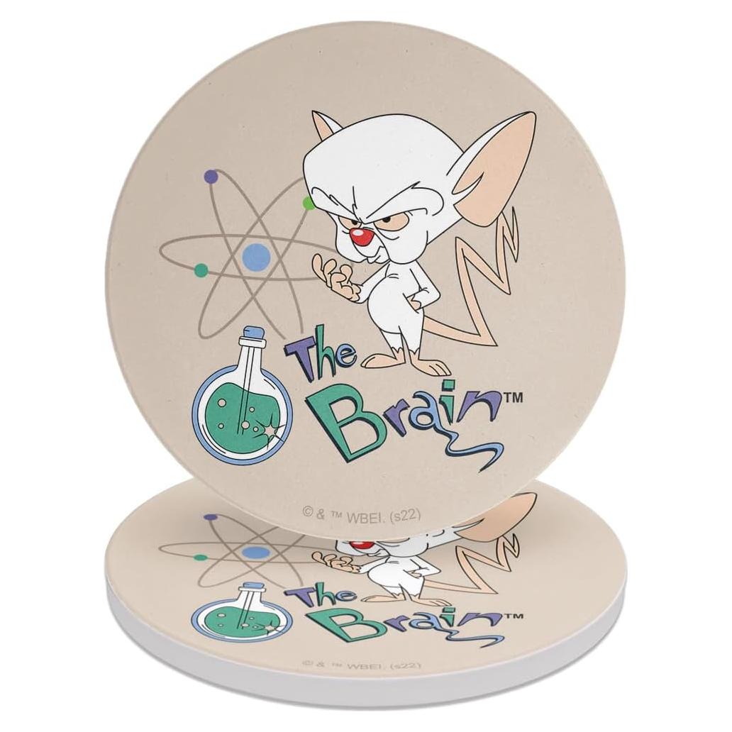 Set de 2 Posavasos Cerámicos Pinky y el Cerebro 9.9 cm