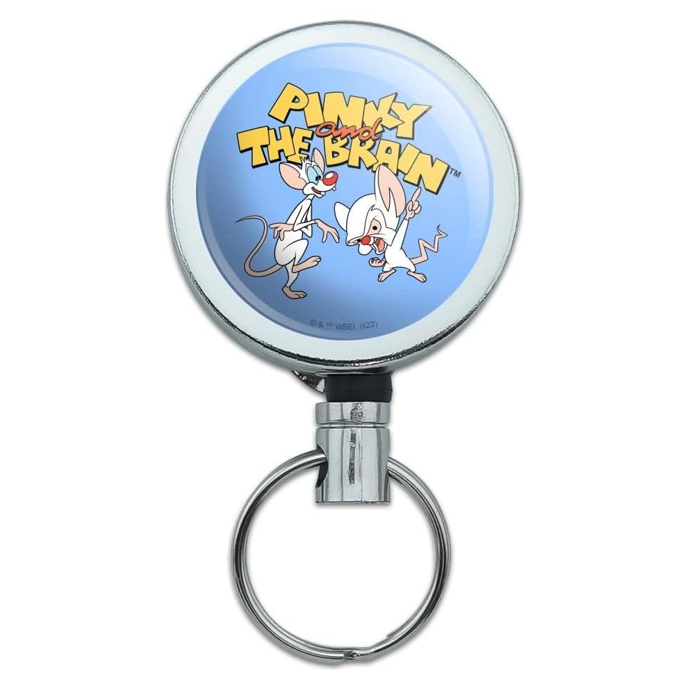 Portaetiquetas retráctil metal Pinky y Cerebro 0.76m