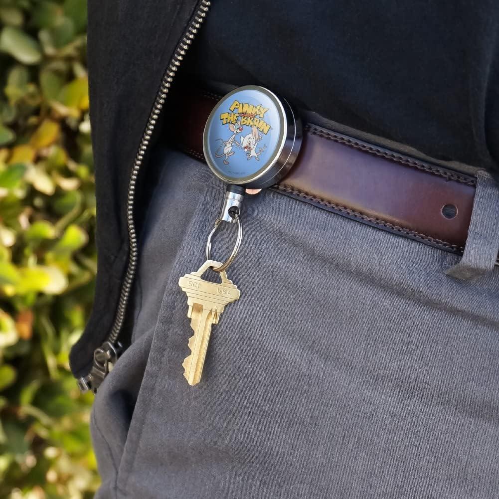 Portaetiquetas retráctil metal Pinky y Cerebro 0.76m