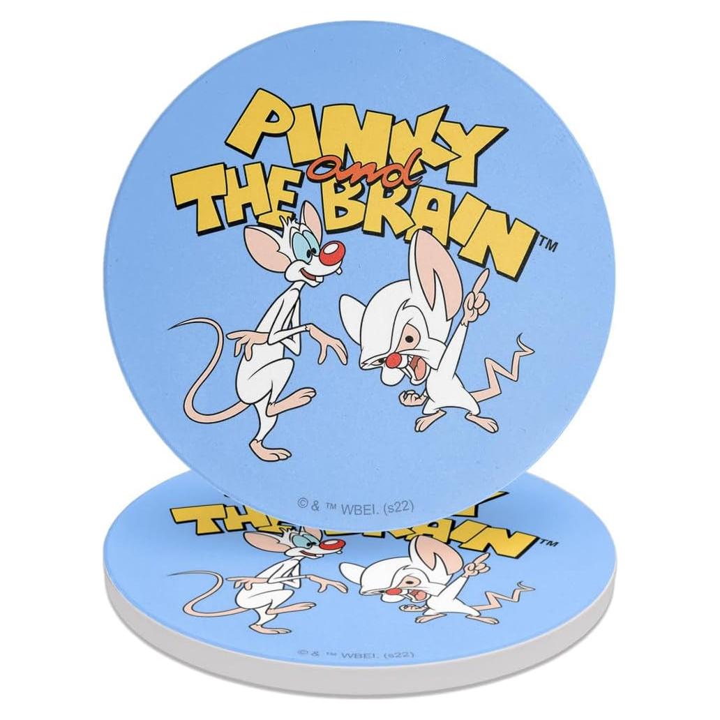 Set de 2 Posavasos Cerámicos Pinky y el Cerebro 9.9 cm