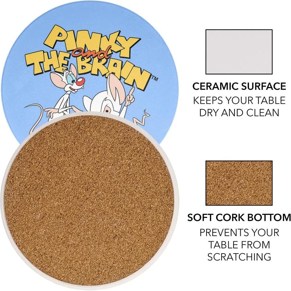 Set de 2 Posavasos Cerámicos Pinky y el Cerebro 9.9 cm