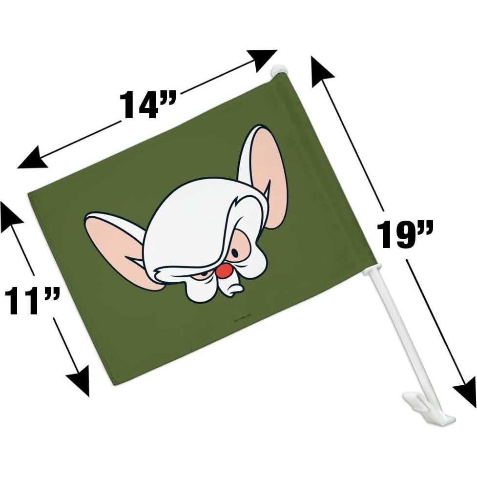 Bandera de coche Pinky y Cerebro con soporte 48cm