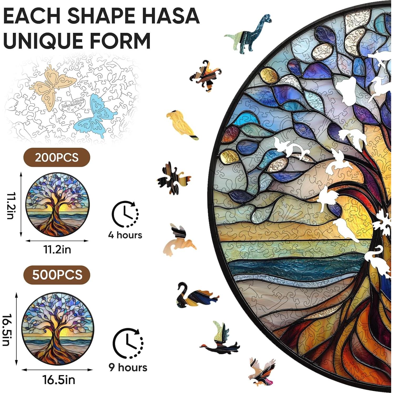 Rompecabezas de Madera 200 Piezas Jiroinlly Árbol de la Vida 28.4cm