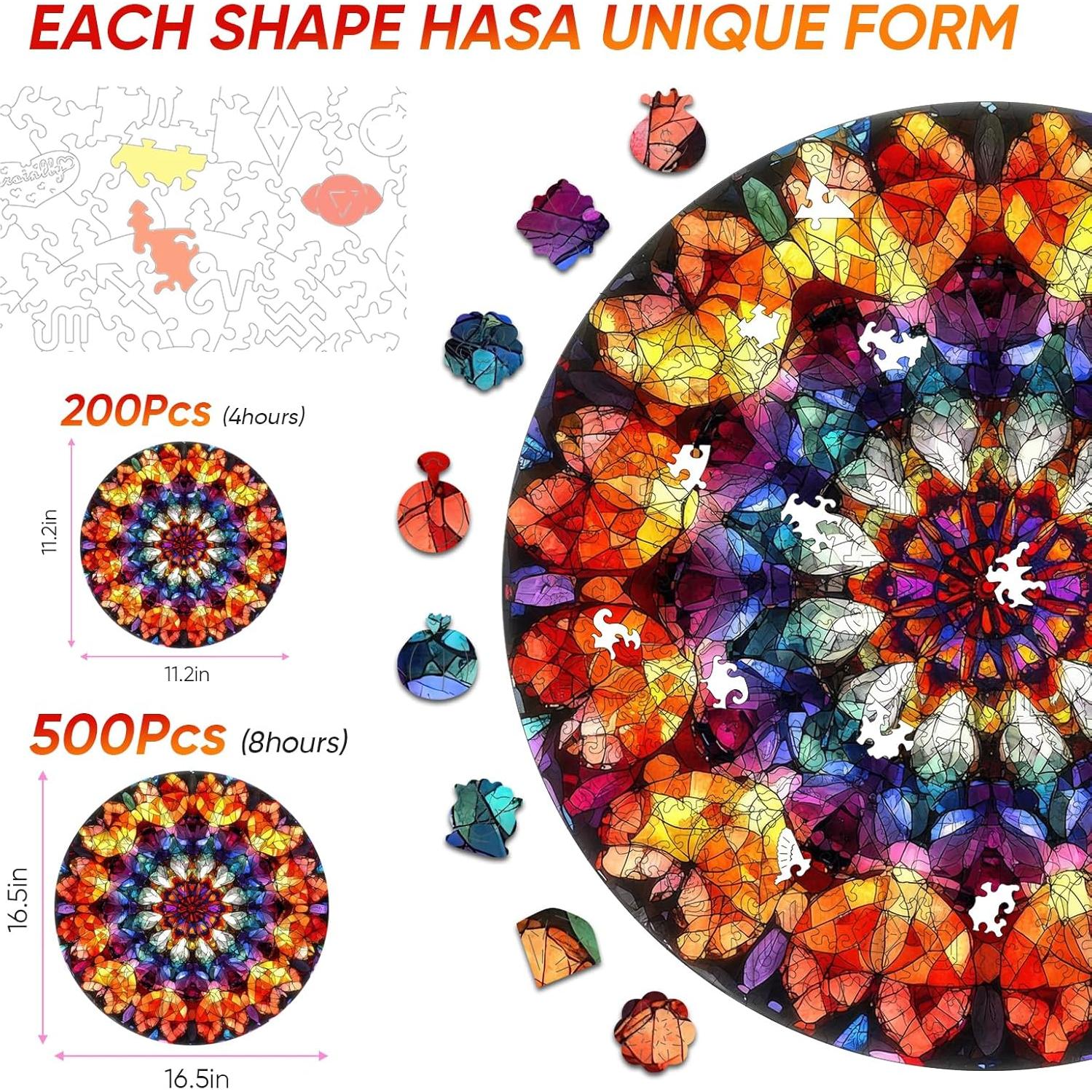 Rompecabezas de Madera Jiroinlly 500 Pzs Mandala 42.4 cm