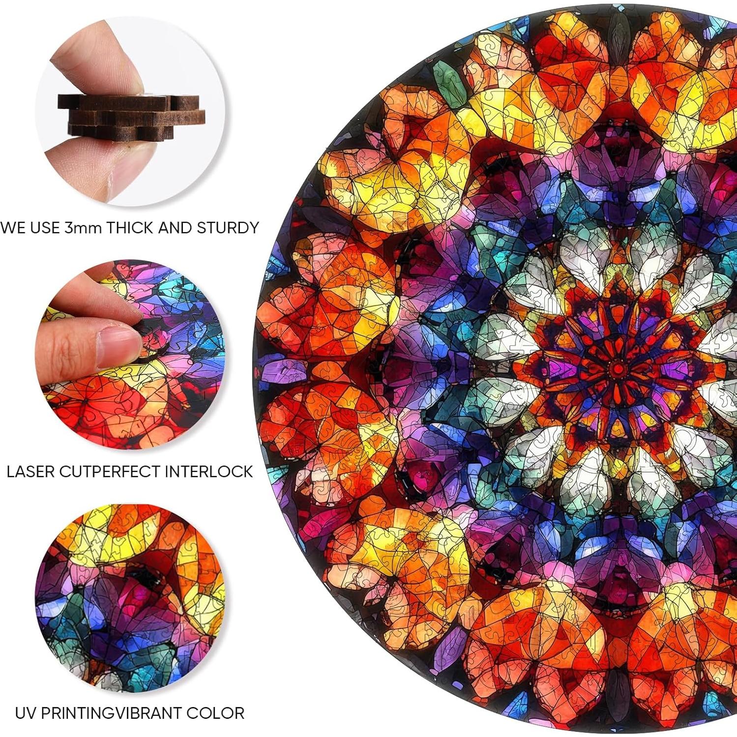 Rompecabezas de Madera Jiroinlly 500 Pzs Mandala 42.4 cm