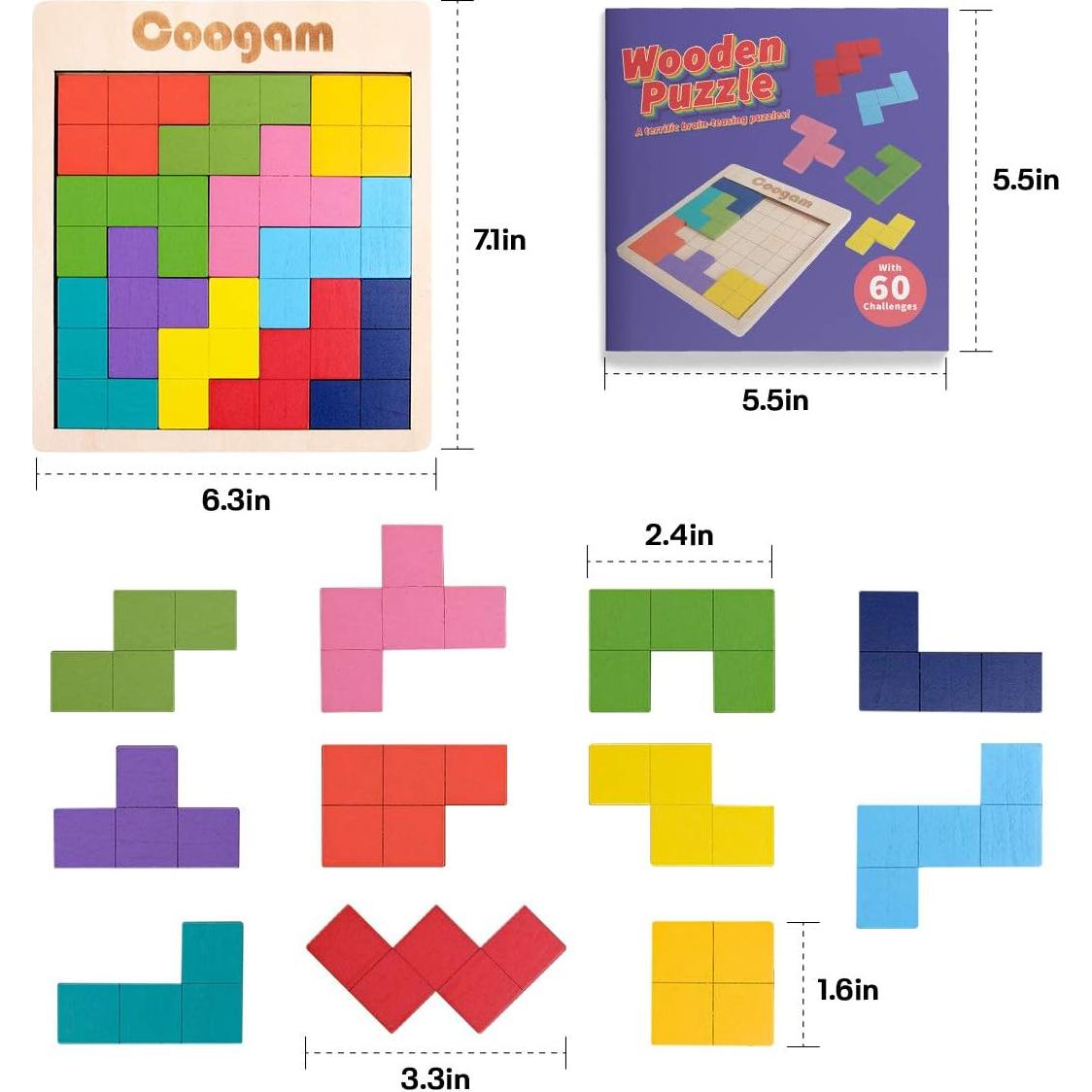Rompecabezas de Madera Coogam 3D con 60 Desafíos - Juguete Educativo