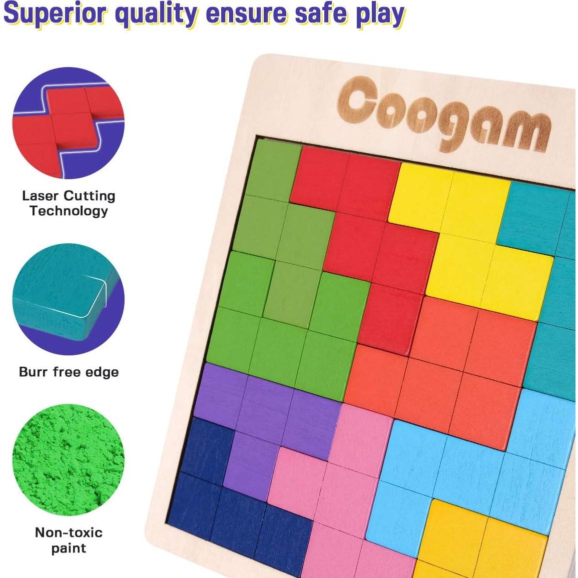 Rompecabezas de Madera Coogam 3D con 60 Desafíos - Juguete Educativo