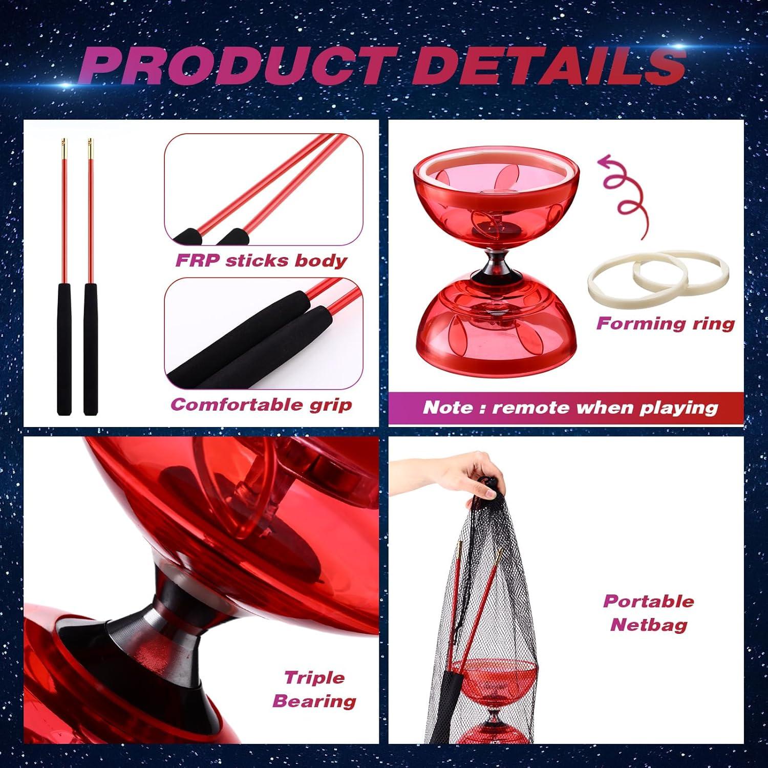 Juego de Diabolo LED Simgoing Rojo con Varitas y Cuerda