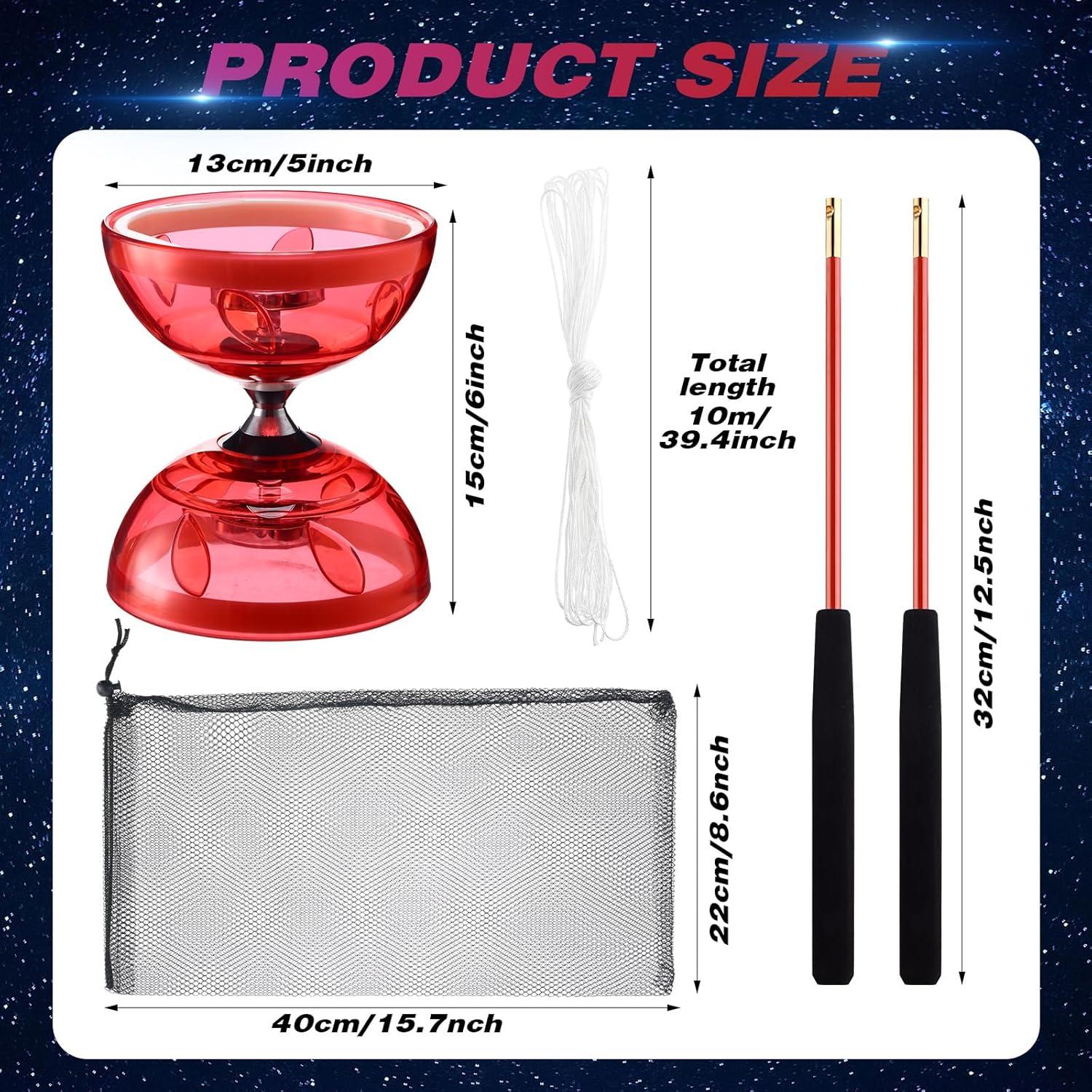 Juego de Diabolo LED Simgoing Rojo con Varitas y Cuerda