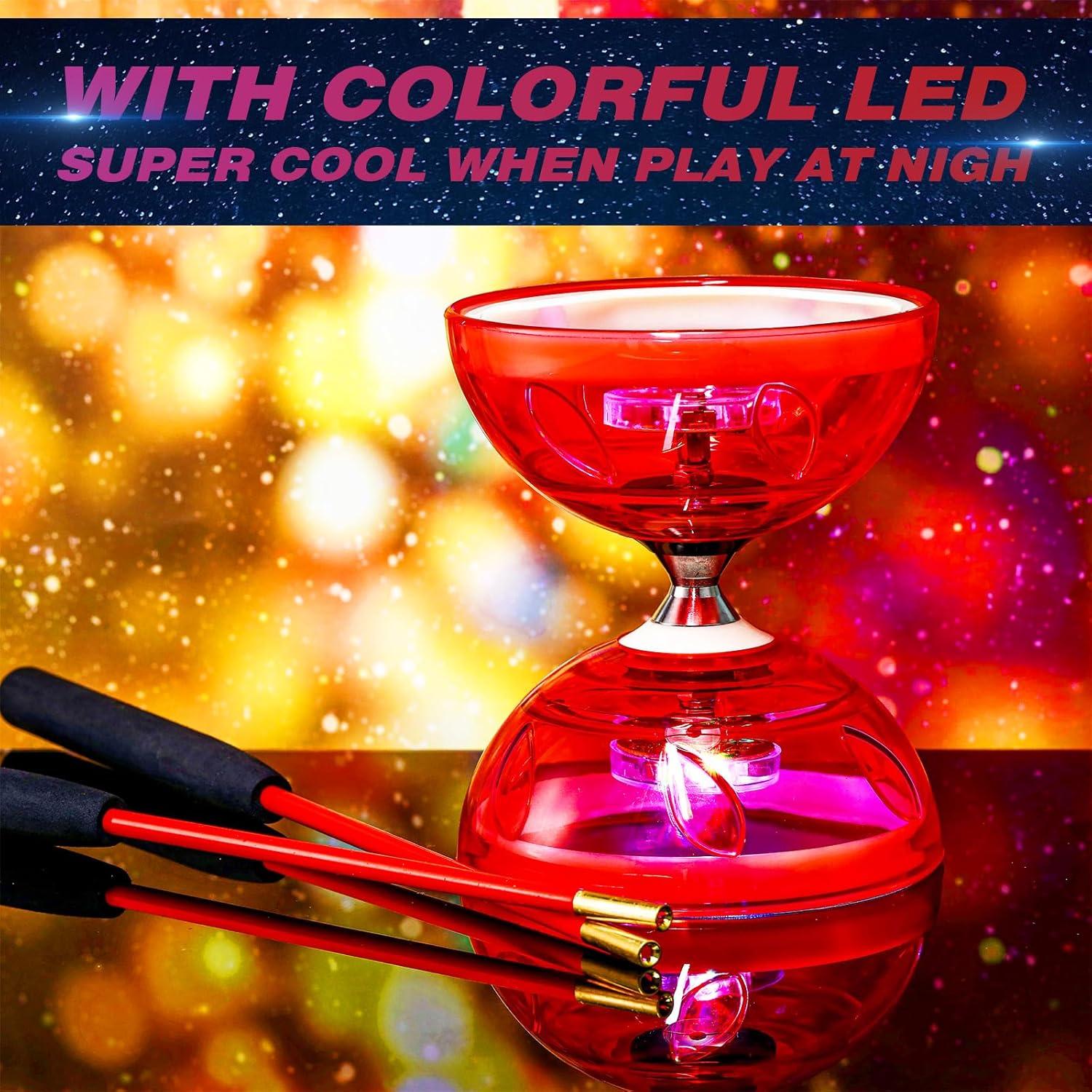 Juego de Diabolo LED Simgoing Rojo con Varitas y Cuerda