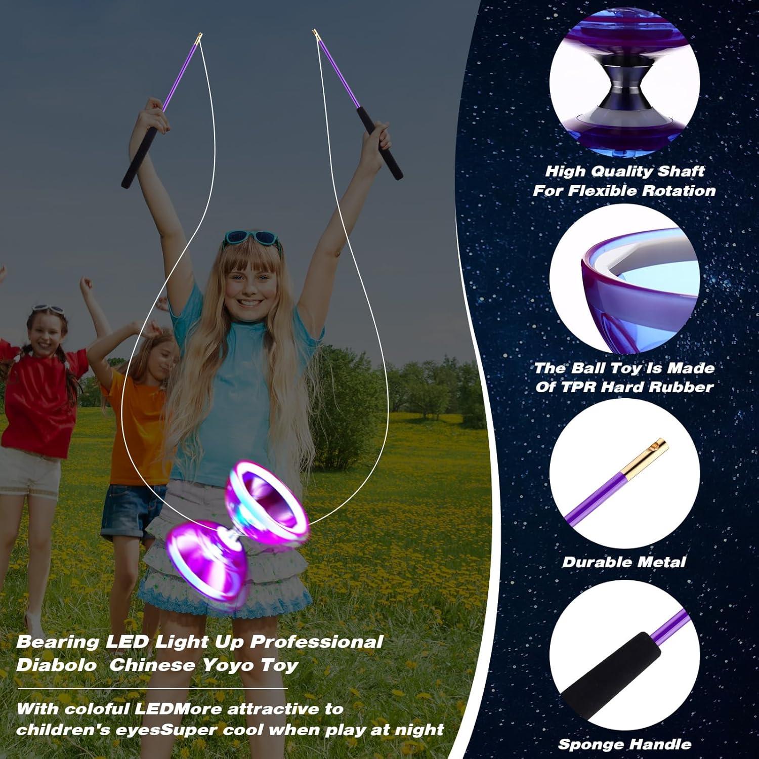 Diabolo Chino LED Simgoing 15 cm con varitas y cuerda