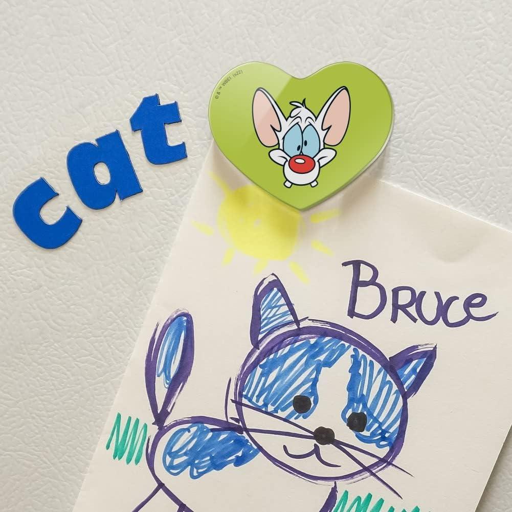 Imán de Nevera Acrílico Corazón Pinky y El Cerebro 6.4x5.1cm