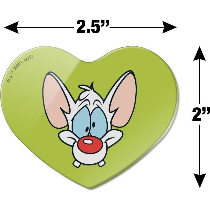 Imán de Nevera Acrílico Corazón Pinky y El Cerebro 6.4x5.1cm