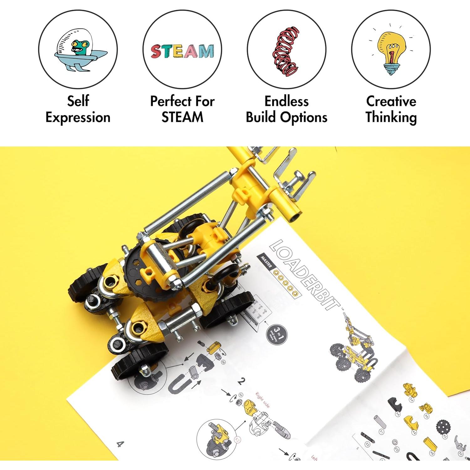 El OffBits Excavadora LoaderBit 150 Piezas Juguete STEM