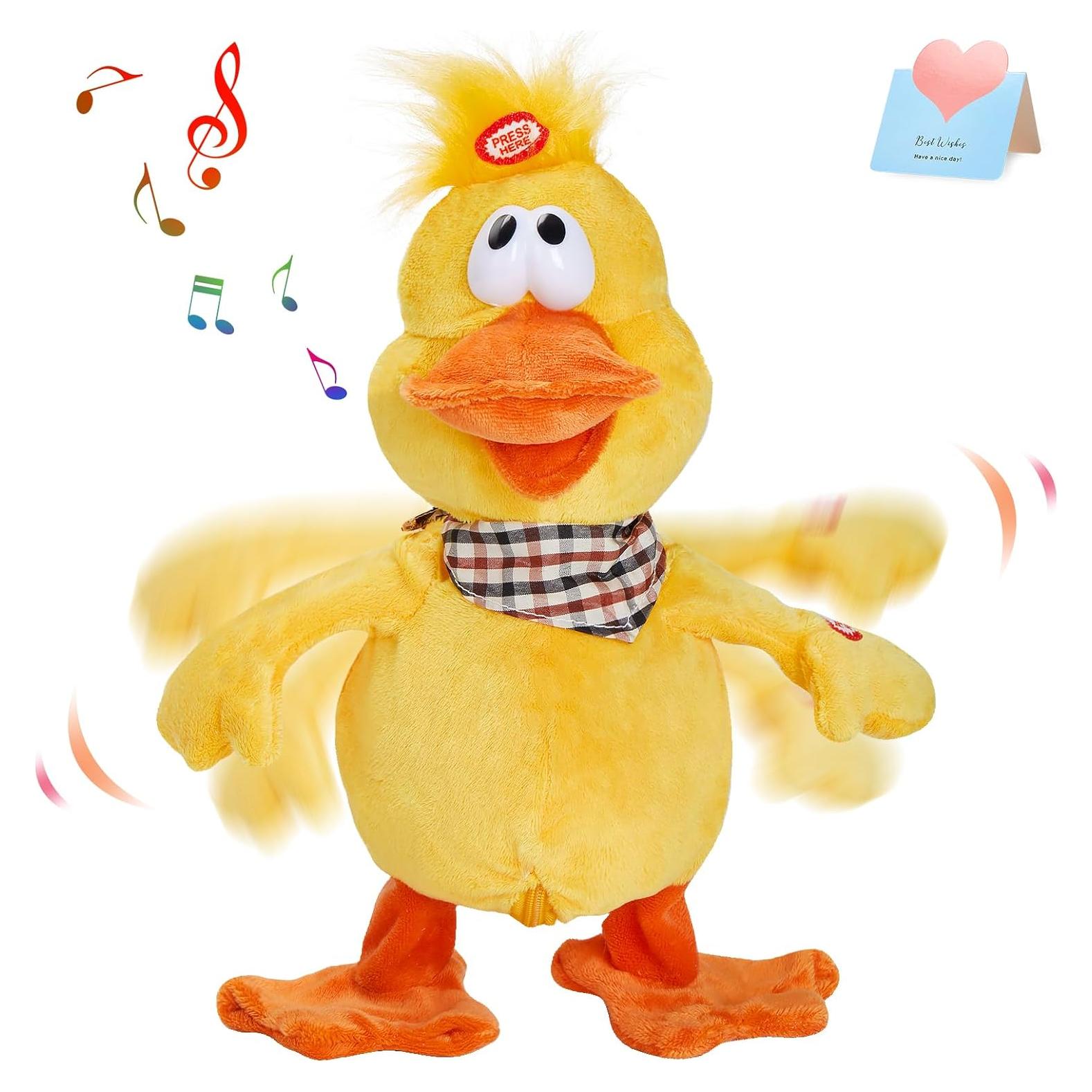 Juguete Electrónico de Pato de Peluche Houwsbaby Amarillo 38 cm