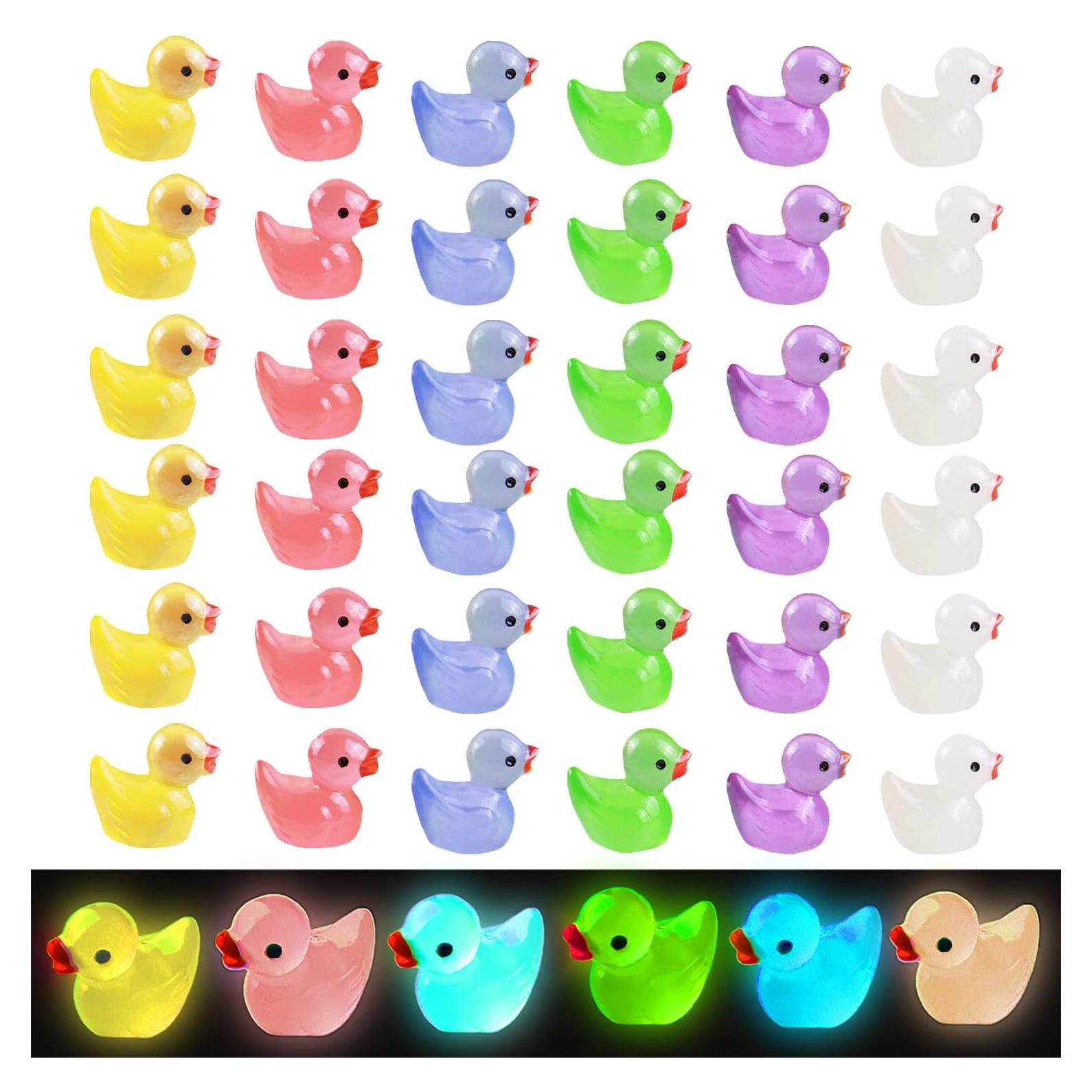 Paquete de 36 Patitos Luminiscentes de Resina para Manualidades