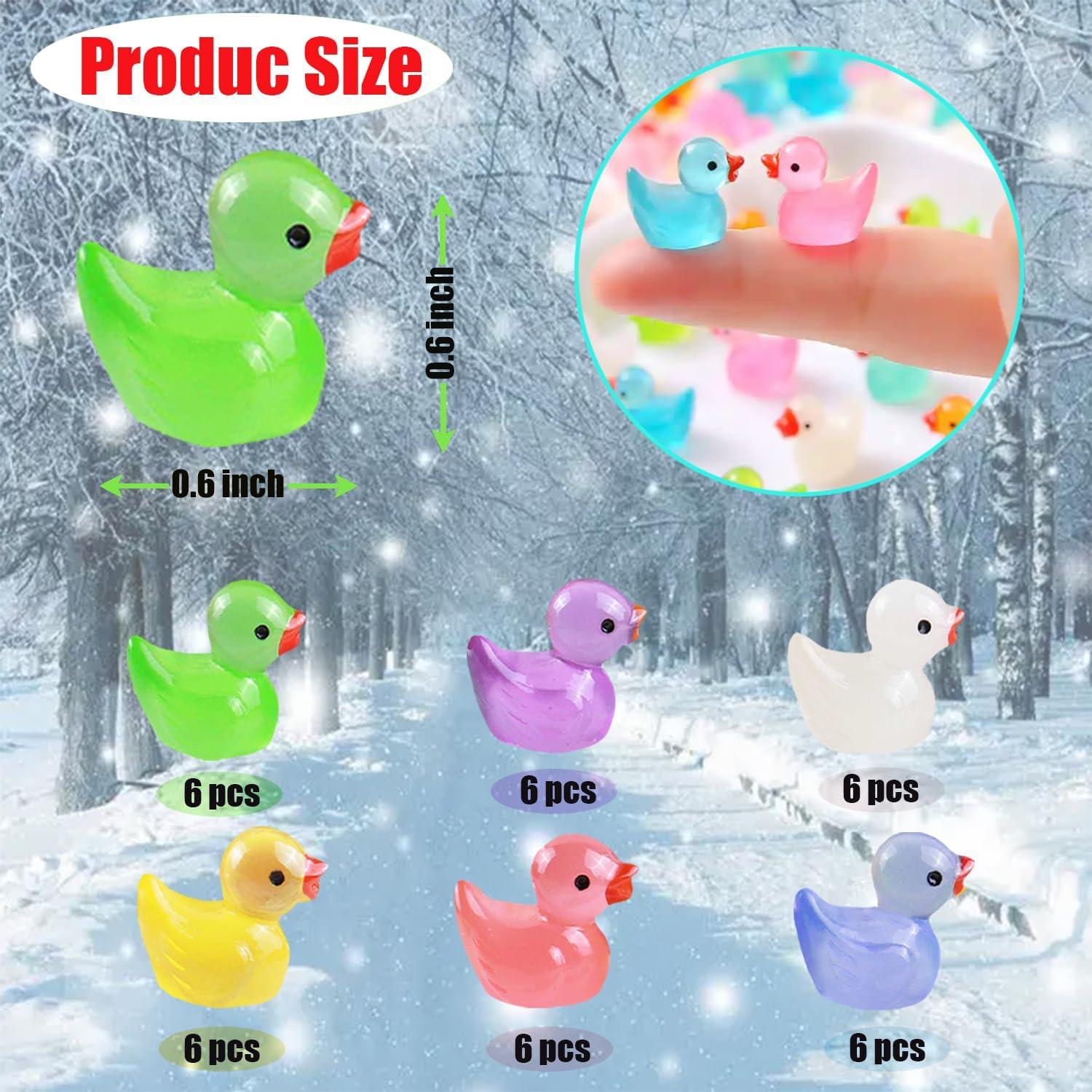 Paquete de 36 Patitos Luminiscentes de Resina para Manualidades