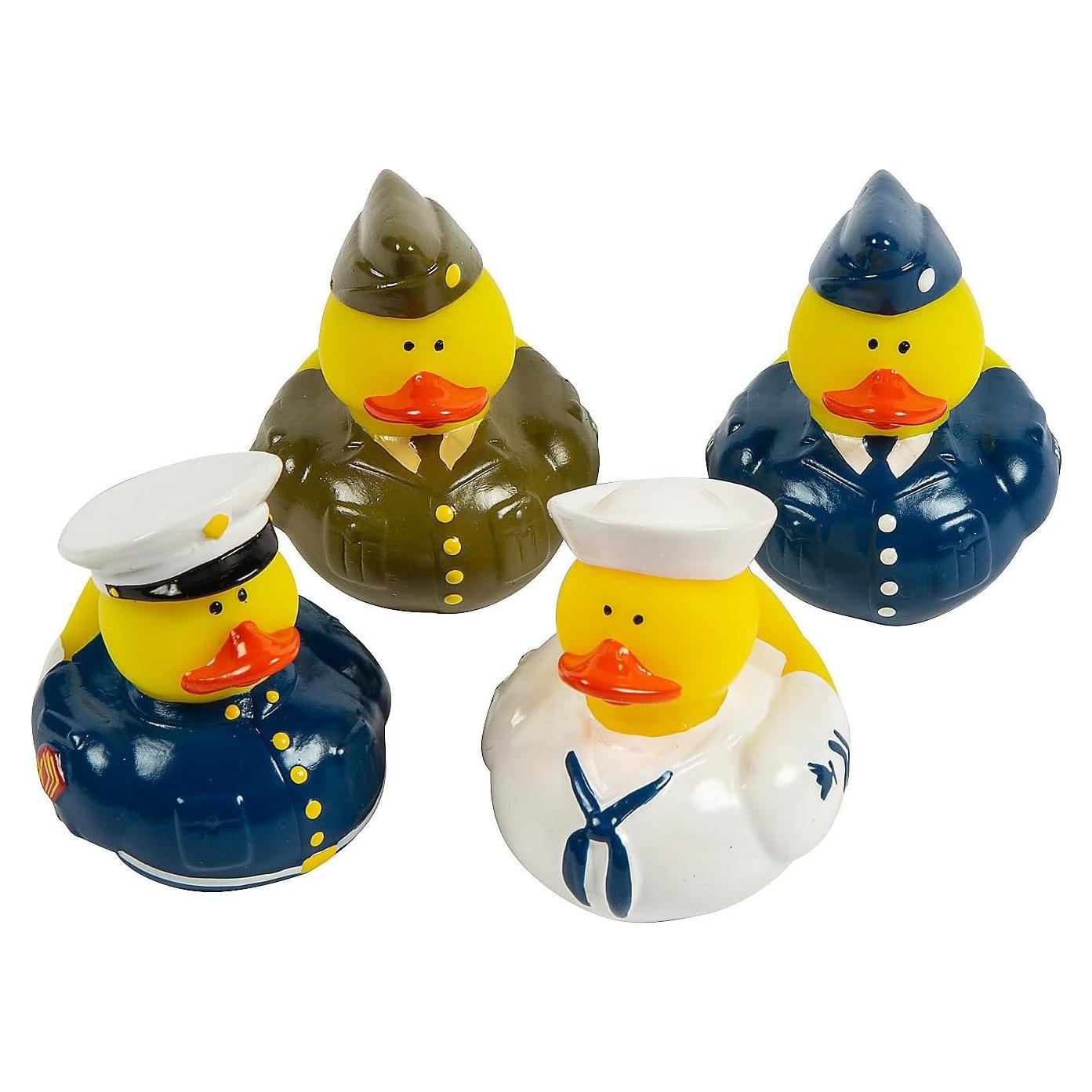 Juego de 12 Patitos de Goma Militares - Diversión Expresa - 5 cm