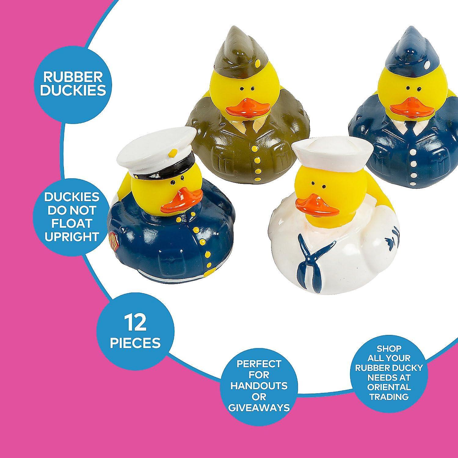 Juego de 12 Patitos de Goma Militares - Diversión Expresa - 5 cm