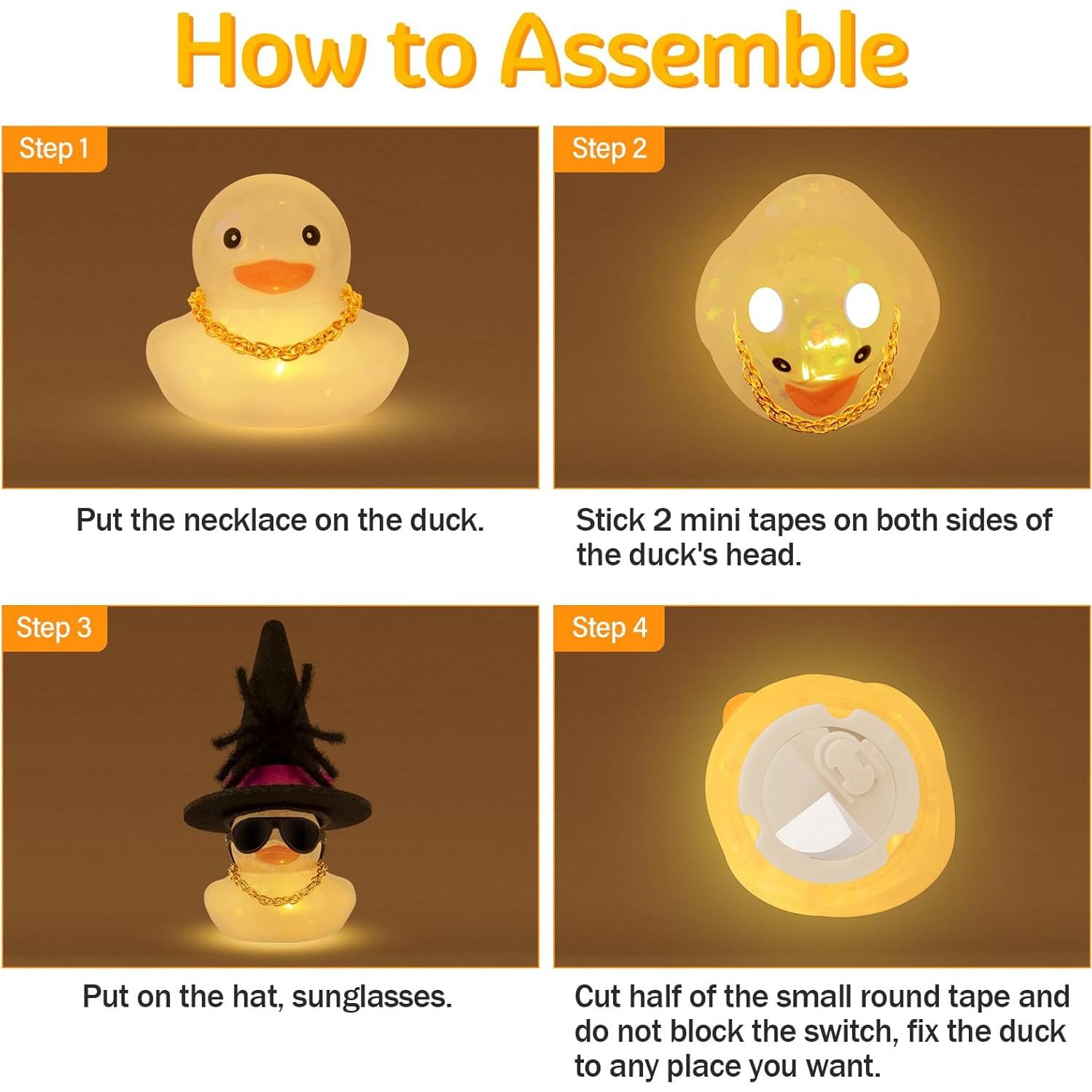 Pato de Goma Halloween Wonuu con Luz Amarilla y Accesorios