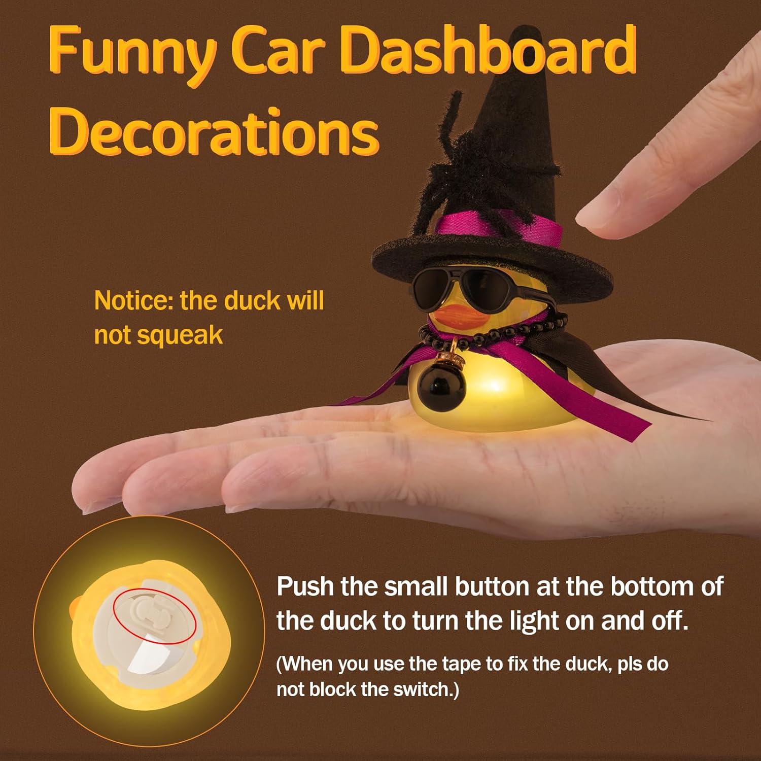 Pato de Goma Halloween Wonuu con Luz Amarilla y Accesorios