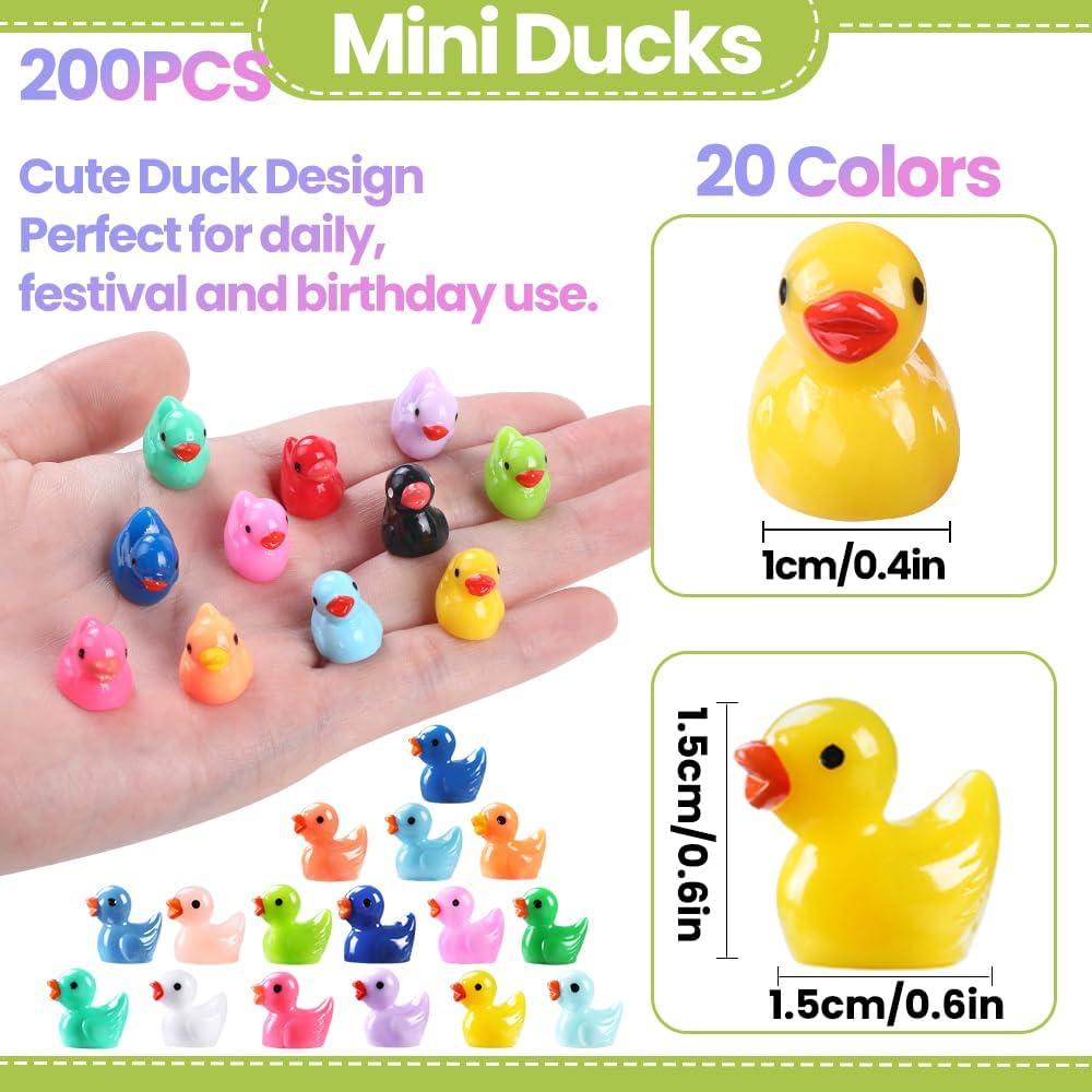 200 Mini Patos de Resina DULEFUN 20 Colores para Decoración