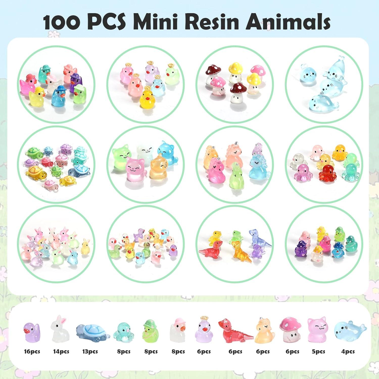 100 Mini Animales de Resina Brillantes en la Oscuridad - Manior