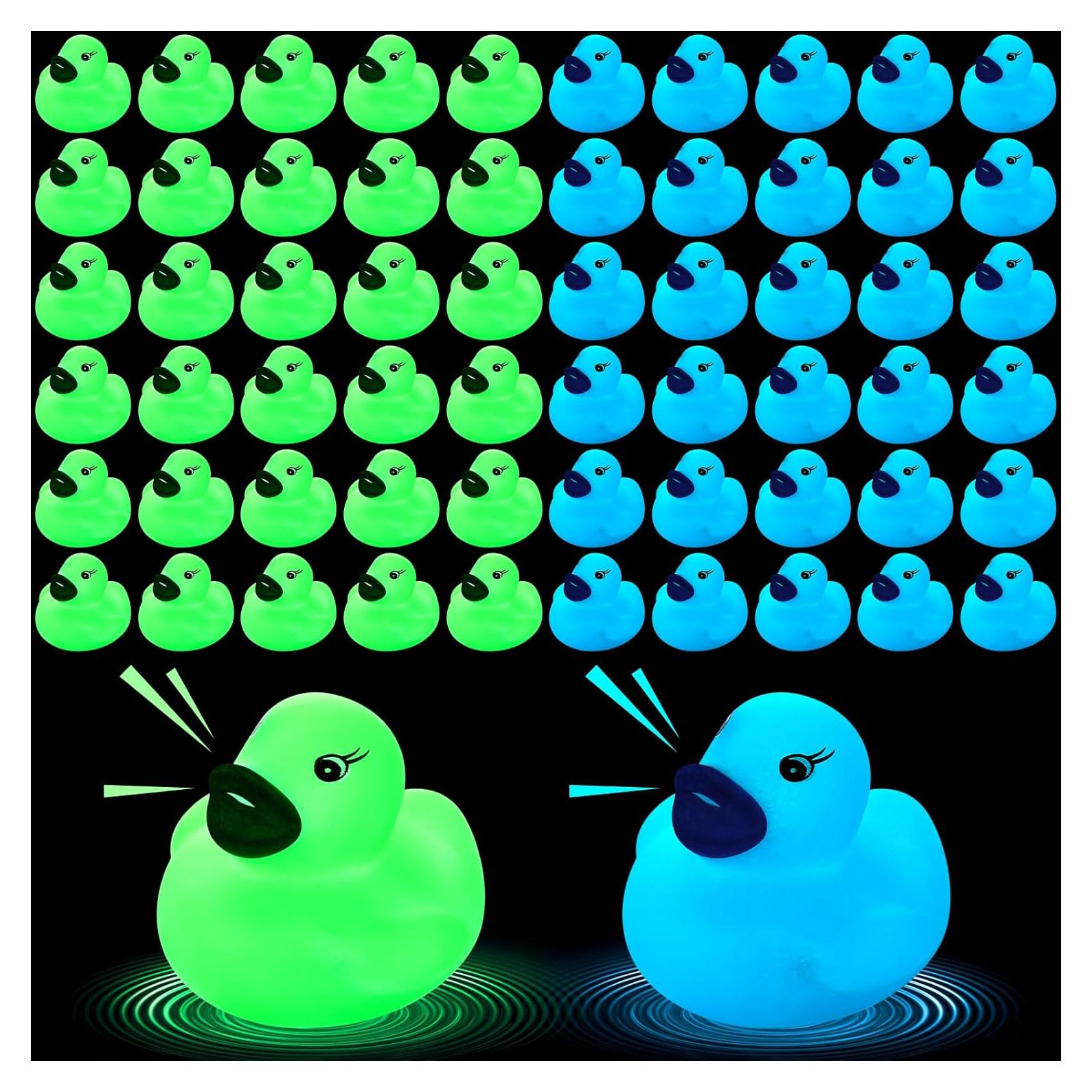 120 Patitos de Goma Brillantes Hiboom para Baño - Azul y Verde