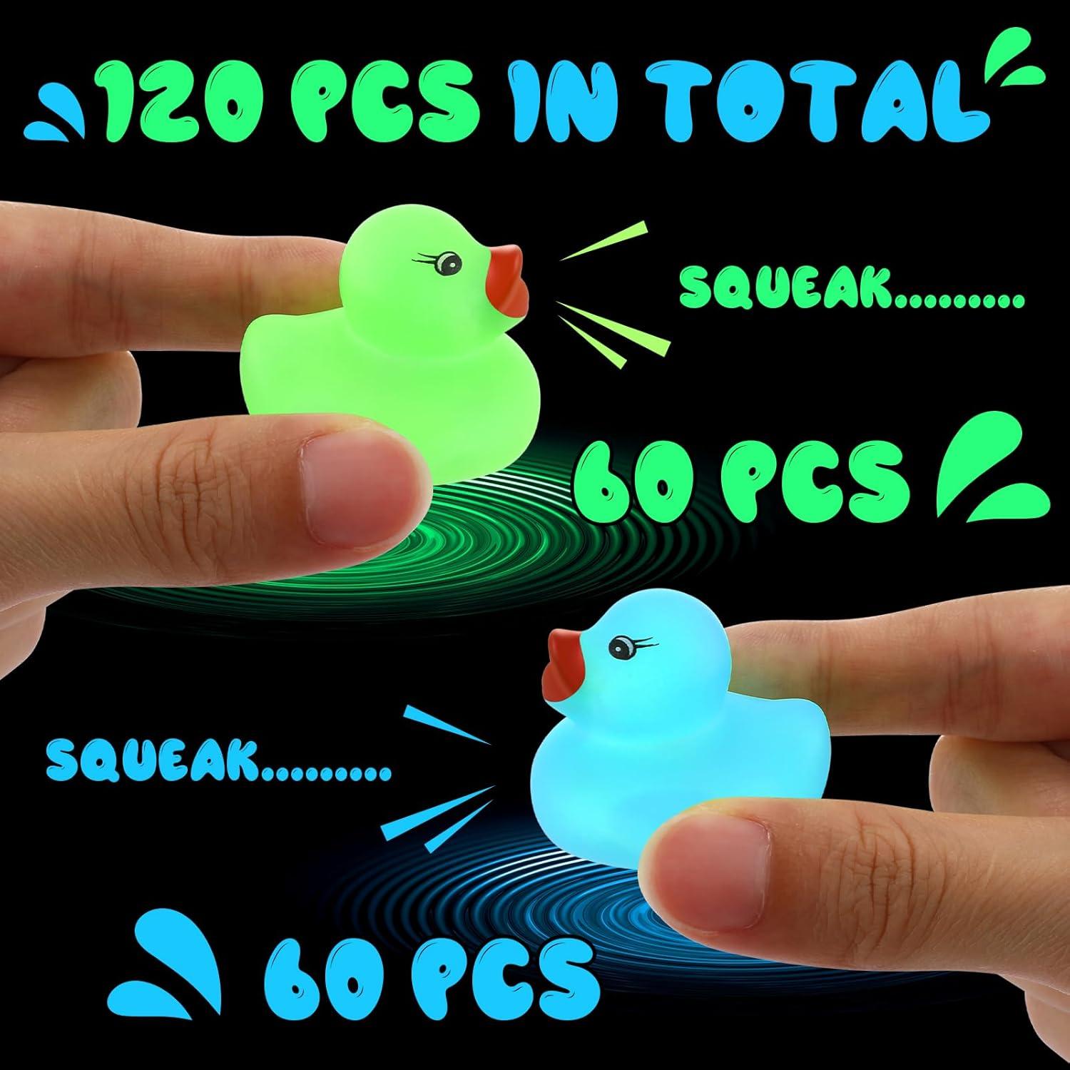 120 Patitos de Goma Brillantes Hiboom para Baño - Azul y Verde