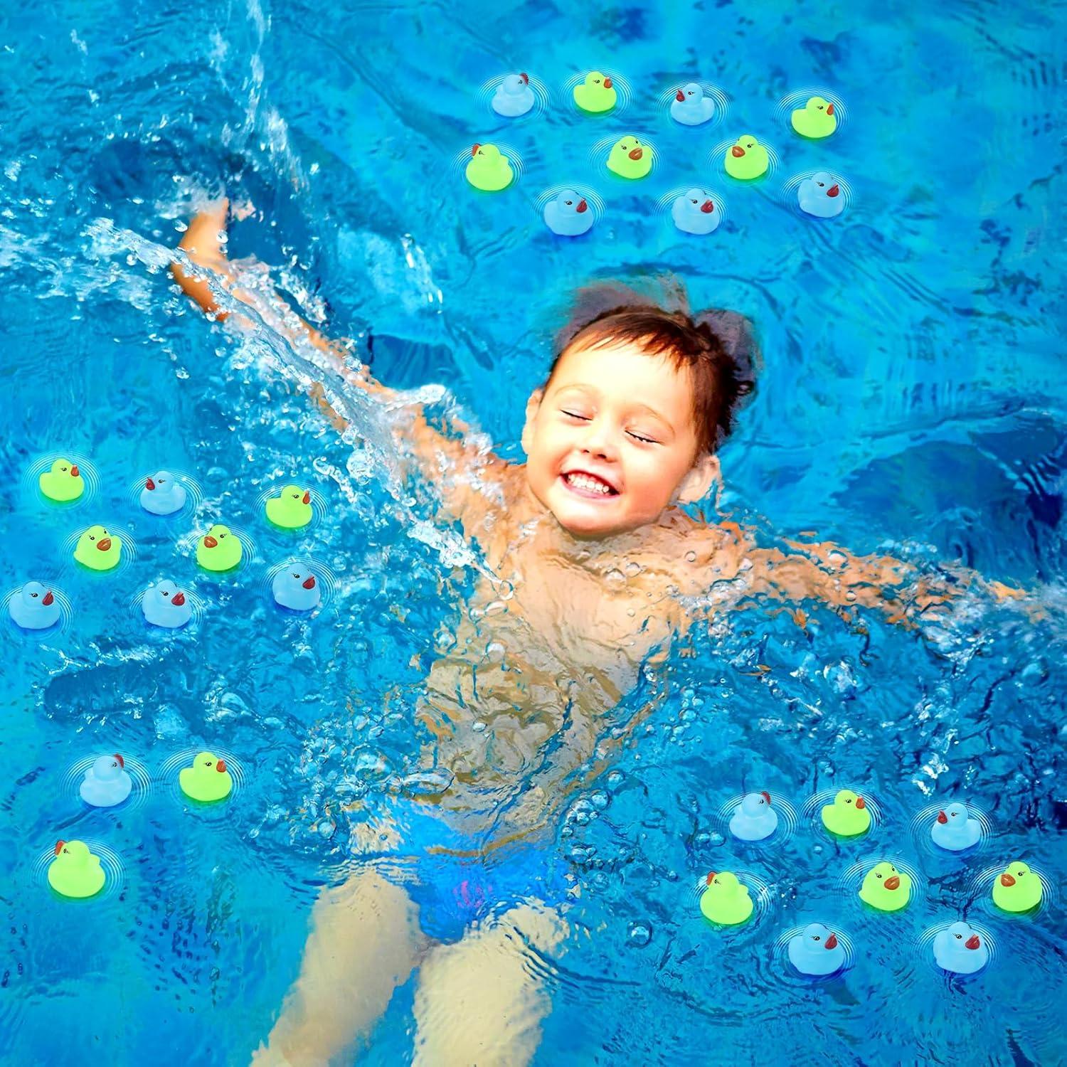 120 Patitos de Goma Brillantes Hiboom para Baño - Azul y Verde