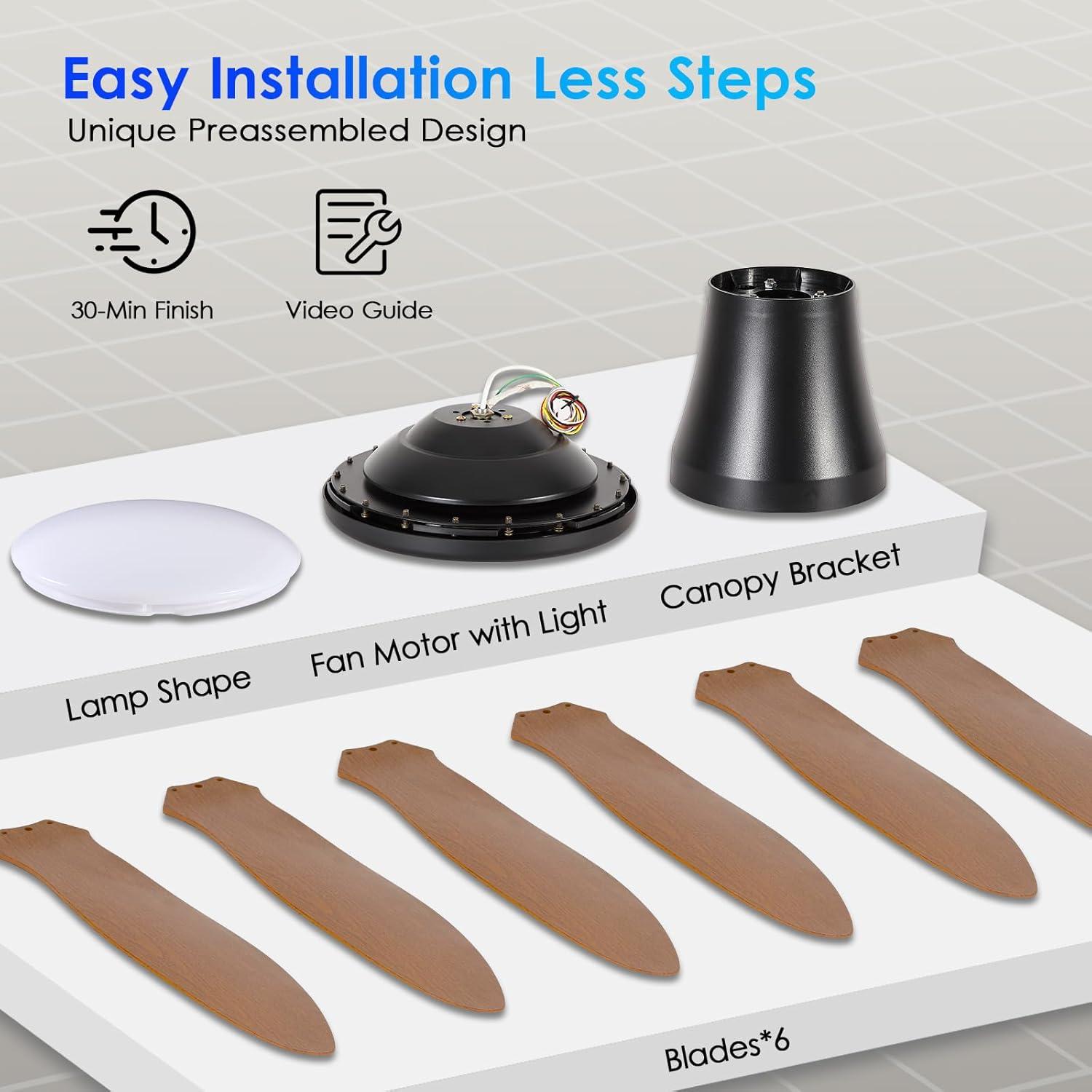 Ventilador de Techo BayDay 130 cm con Luz LED y Control Remoto