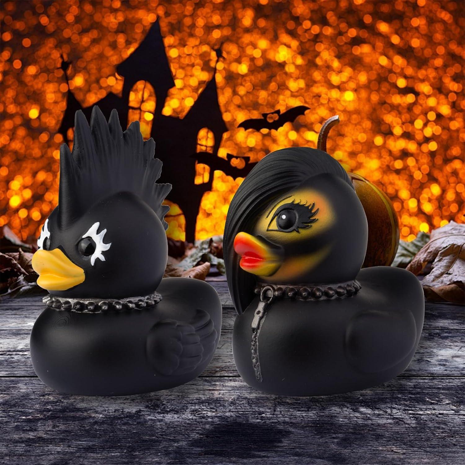 Pato Punk Goth de Resina MuMyer 8.9x7.4 cm Decoración Halloween