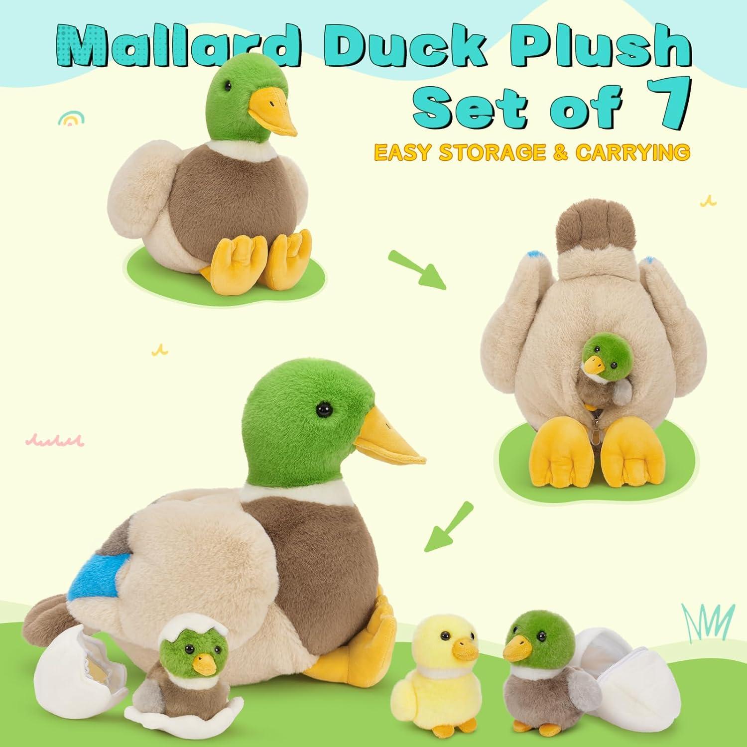 MaoGoLan Pato de Peluche Grande 40.64 cm con Patitos y Huevos