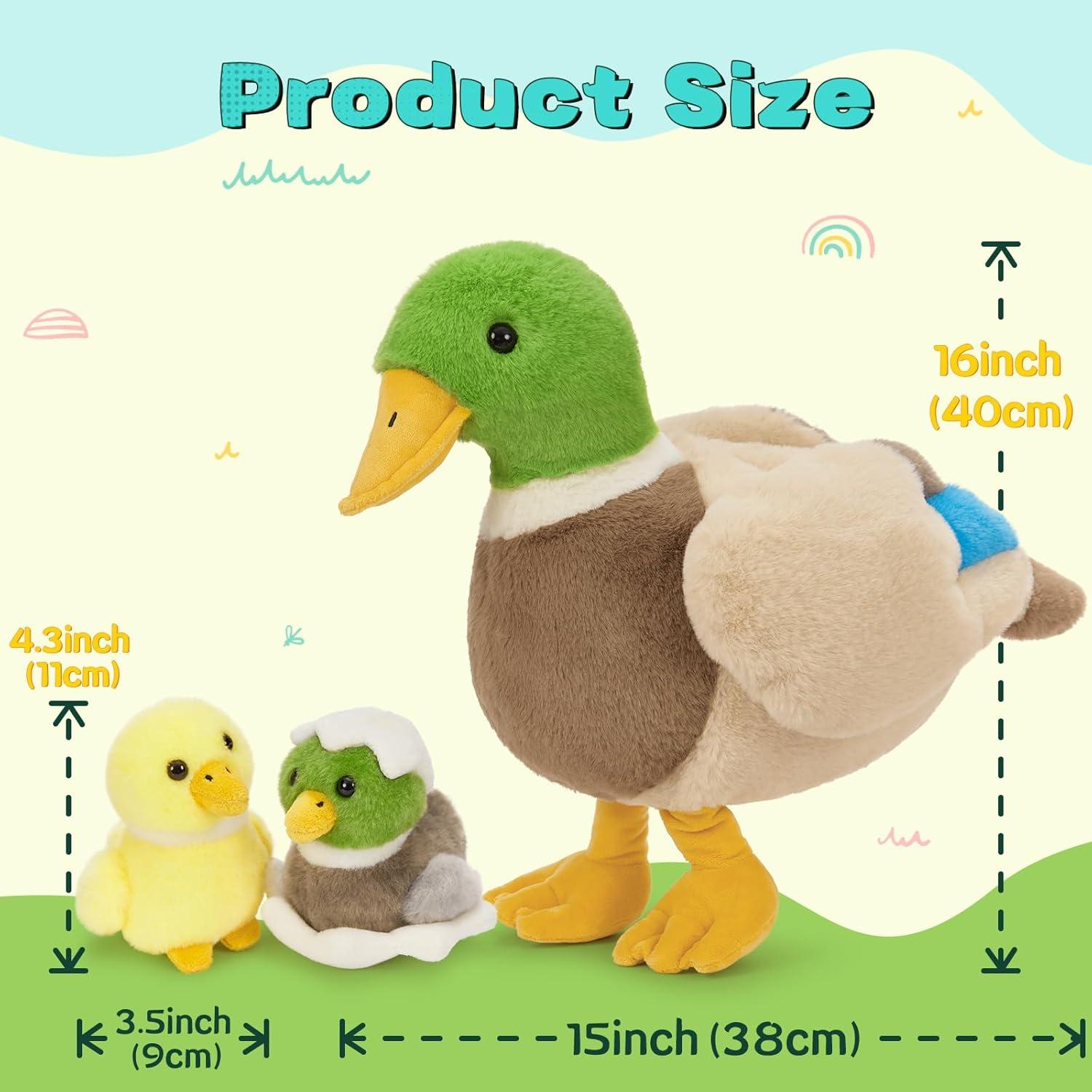 MaoGoLan Pato de Peluche Grande 40.64 cm con Patitos y Huevos
