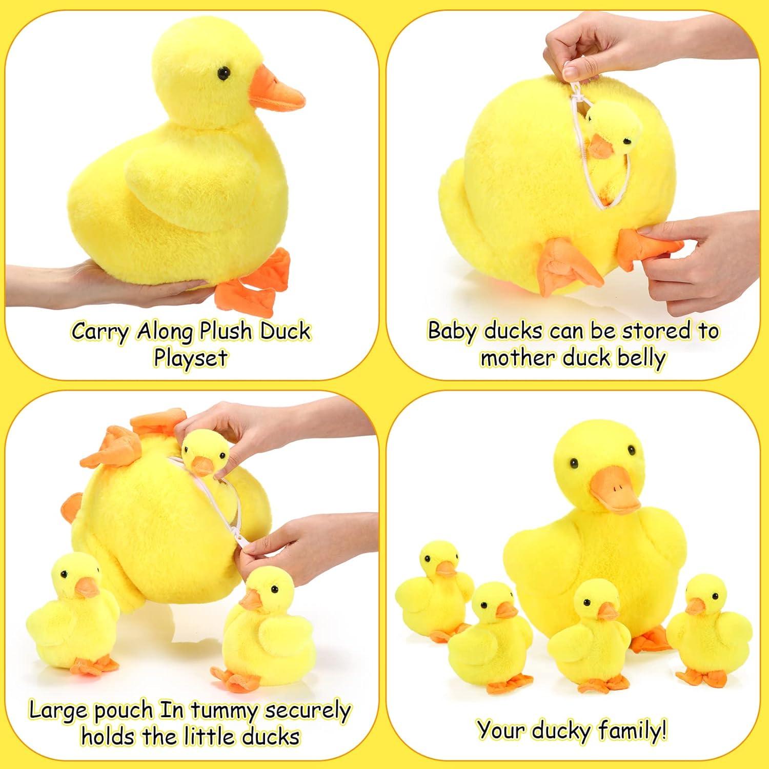 Conjunto de Peluches de Pato Amarillo Zomiboo 5 Pcs - Suaves y Abrazables
