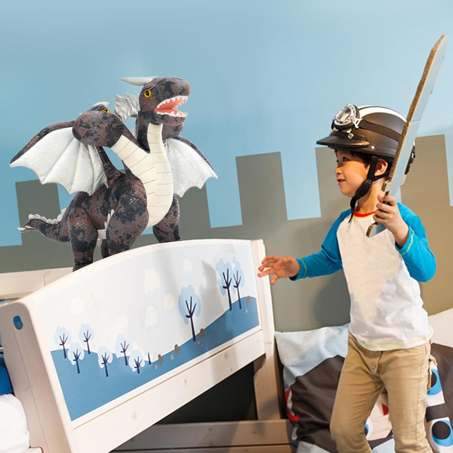 MaoGoLan Dragón de Peluche de Tres Cabezas 66 cm - Regalo Infantil