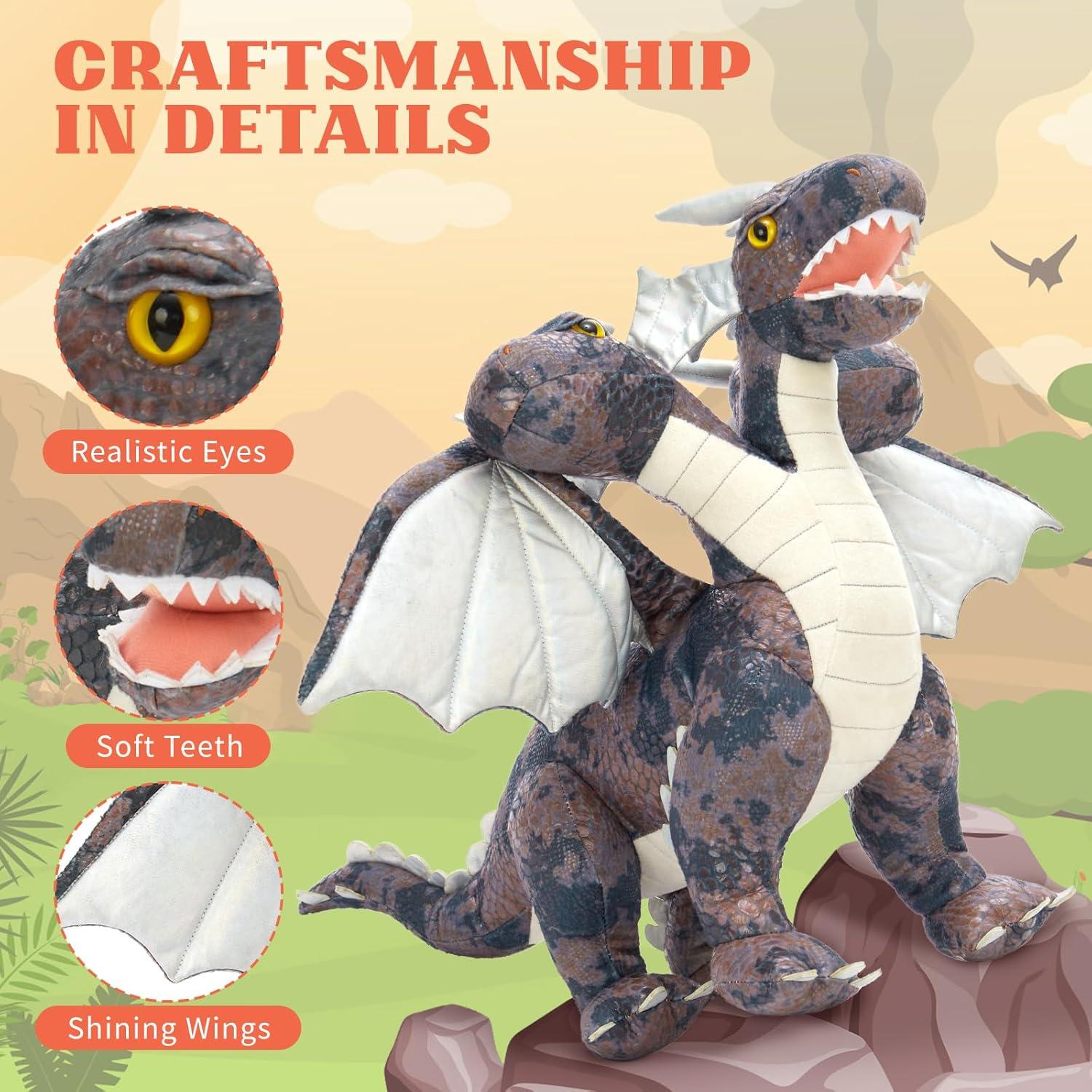 MaoGoLan Dragón de Peluche de Tres Cabezas 66 cm - Regalo Infantil