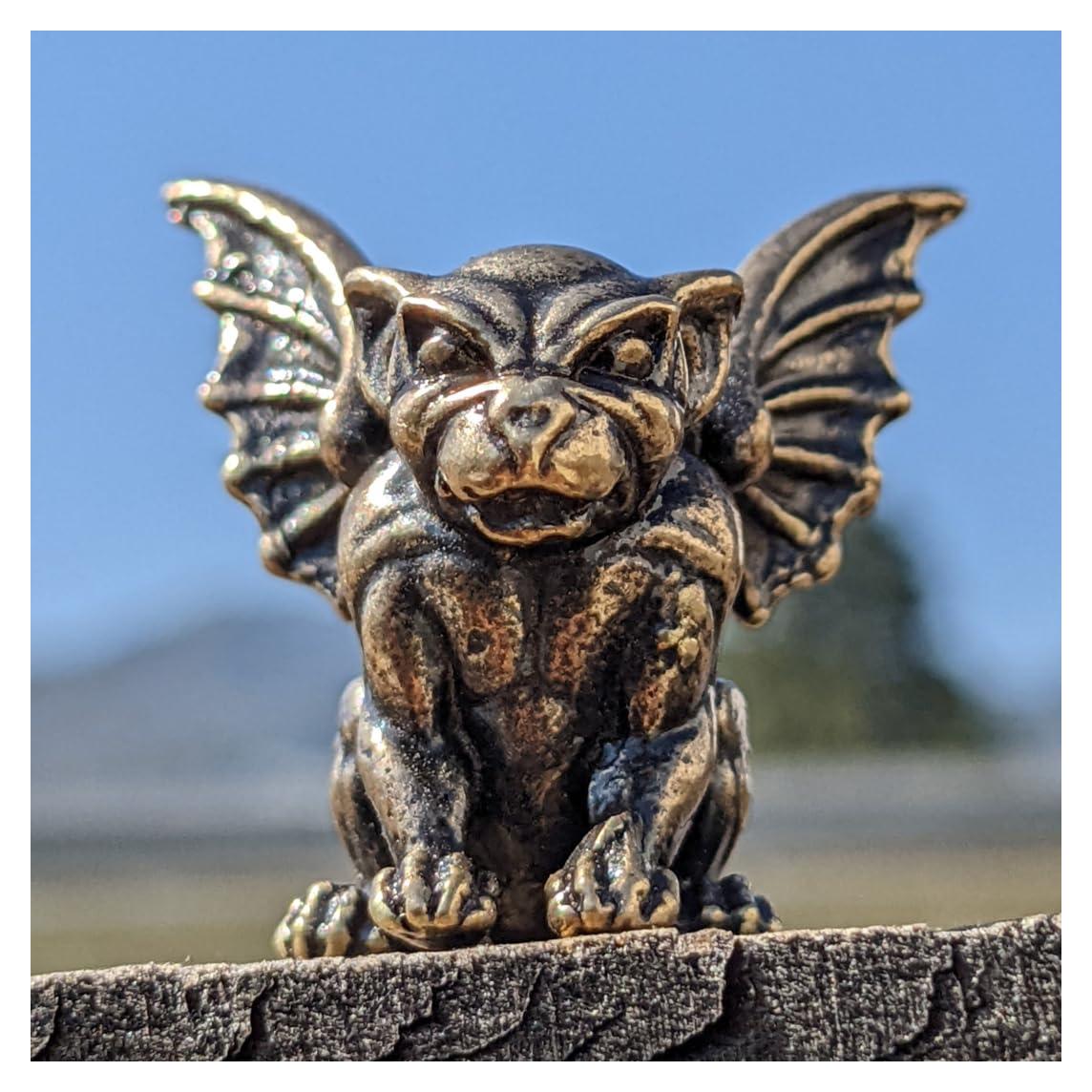 Estatua Miniatura de Gárgola de Latón Hecha a Mano 5-7.6 cm