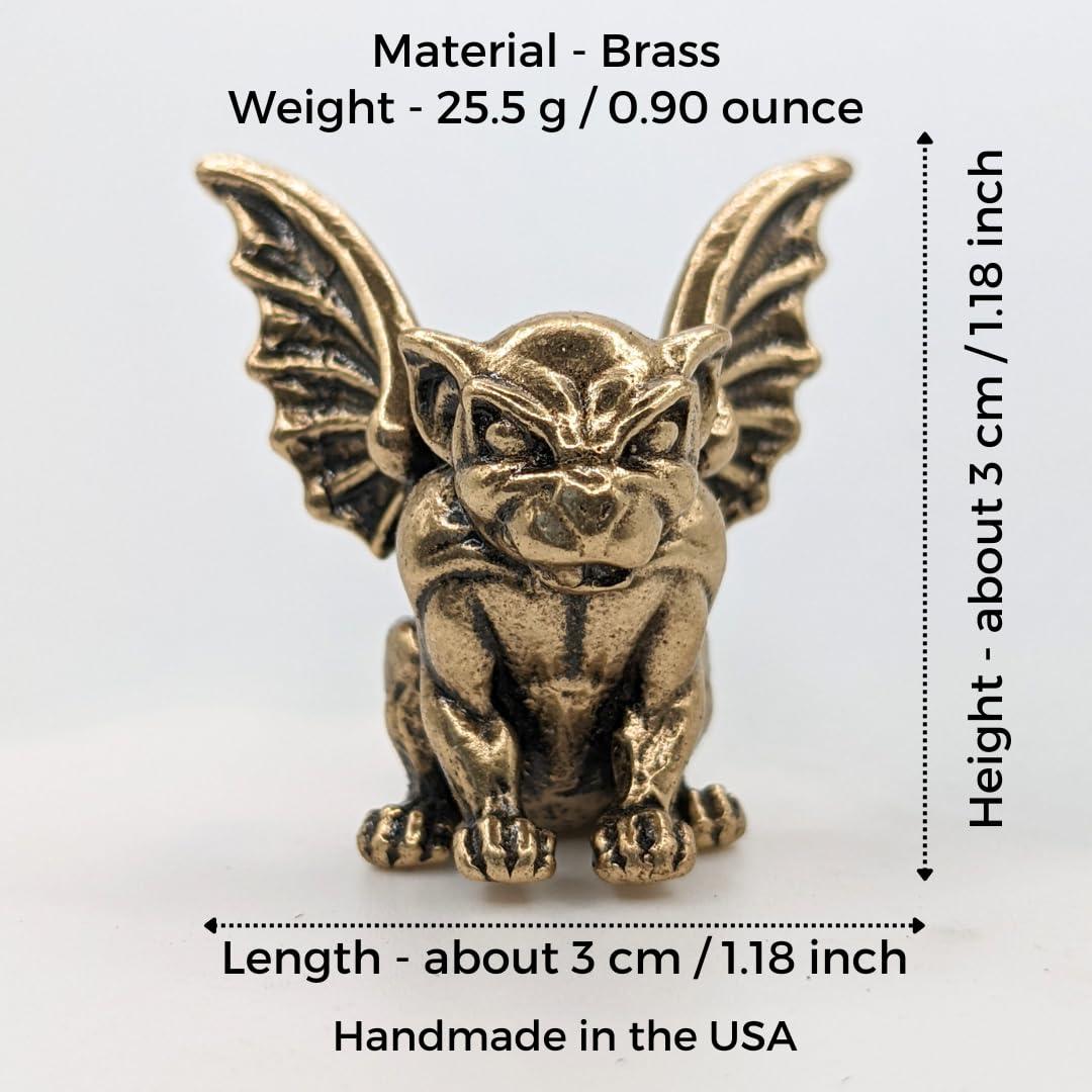 Estatua Miniatura de Gárgola de Latón Hecha a Mano 5-7.6 cm